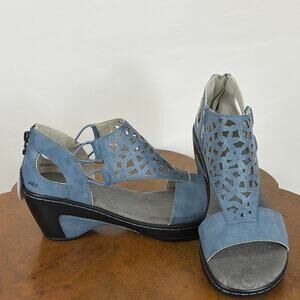 NIB JBU Jambu Denim Vegan Zip Back Memory Foam Sandals Size 10